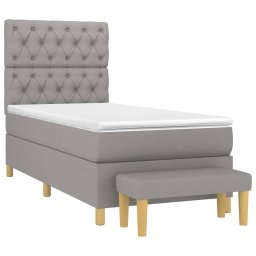 vidaXL Boxspring met matras stof lichtgrijs 80x200 cm