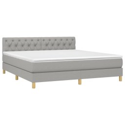 vidaXL Boxspring met matras stof lichtgrijs 160x200 cm