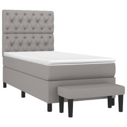 vidaXL Boxspring met matras stof lichtgrijs 80x200 cm