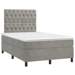 vidaXL Boxspring met matras fluweel lichtgrijs 120x200 cm