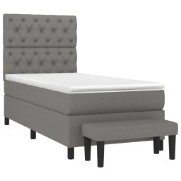 vidaXL Boxspring met matras stof donkergrijs 80x200 cm