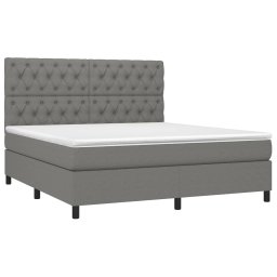 vidaXL Boxspring met matras stof donkergrijs 160x200 cm