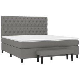 vidaXL Boxspring met matras stof donkergrijs 160x200 cm