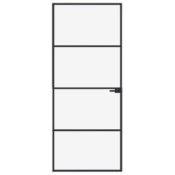 vidaXL Binnendeur 83x201,5 cm gehard glas en aluminium smal zwart