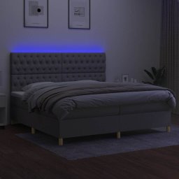 vidaXL Boxspring met matras en LED stof lichtgrijs 200x200 cm