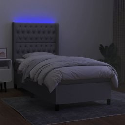 vidaXL Boxspring met matras en LED stof lichtgrijs 100x200 cm