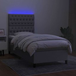 vidaXL Boxspring met matras en LED stof lichtgrijs 100x200 cm