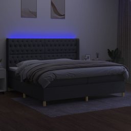 vidaXL Boxspring met matras en LED stof donkergrijs 200x200 cm