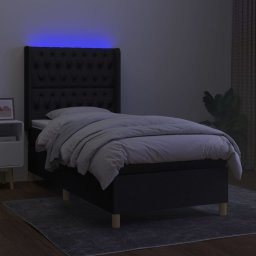 vidaXL Boxspring met matras en LED stof zwart 90x200 cm