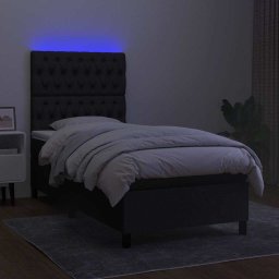 vidaXL Boxspring met matras en LED stof zwart 90x200 cm
