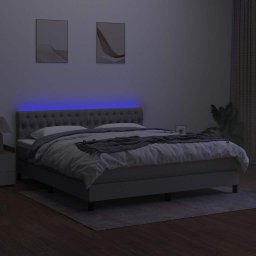 vidaXL Boxspring met matras en LED stof lichtgrijs 180x200 cm