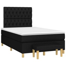 vidaXL Boxspring met matras stof zwart 120x200 cm