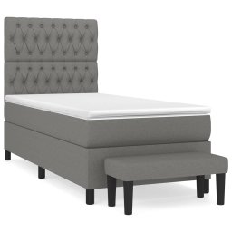 vidaXL Boxspring met matras stof donkergrijs 100x200 cm