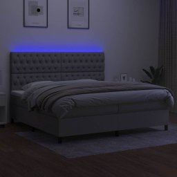 vidaXL Boxspring met matras en LED stof lichtgrijs 200x200 cm