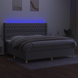 vidaXL Boxspring met matras en LED stof lichtgrijs 200x200 cm