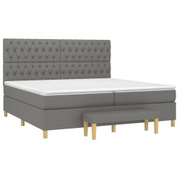 vidaXL Boxspring met matras stof donkergrijs 200x200 cm