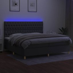 vidaXL Boxspring met matras en LED stof donkergrijs 200x200 cm