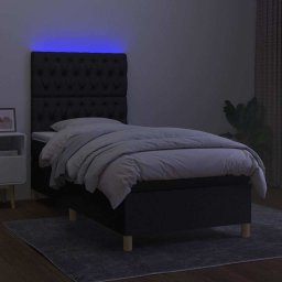 vidaXL Boxspring met matras en LED stof zwart 90x200 cm