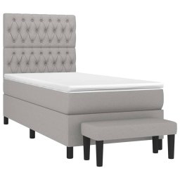 vidaXL Boxspring met matras stof lichtgrijs 90x200 cm