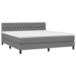 vidaXL Boxspring met matras en LED stof donkergrijs 180x200 cm
