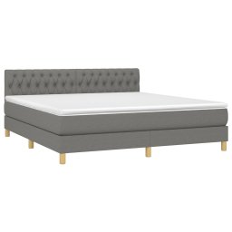 vidaXL Boxspring met matras stof donkergrijs 180x200 cm