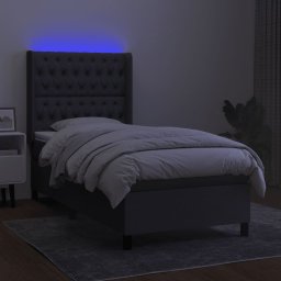 vidaXL Boxspring met matras en LED stof donkergrijs 90x200 cm
