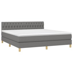 vidaXL Boxspring met matras en LED stof donkergrijs 180x200 cm