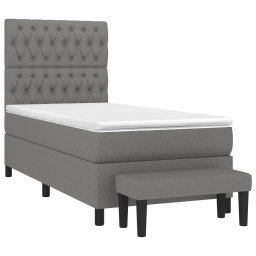 vidaXL Boxspring met matras stof donkergrijs 90x200 cm