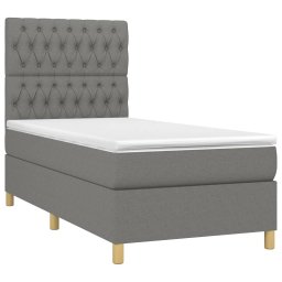 vidaXL Boxspring met matras stof donkergrijs 90x200 cm