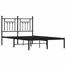vidaXL Bedframe met hoofdbord metaal zwart 135x190 cm