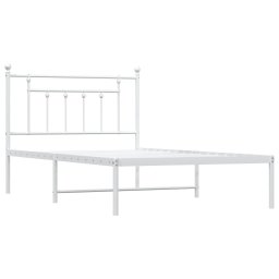 vidaXL Bedframe met hoofdbord metaal wit 107x203 cm