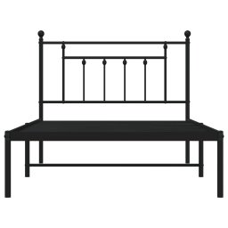 vidaXL Bedframe met hoofdbord metaal zwart 107x203 cm