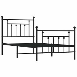 vidaXL Bedframe met hoofd- en voeteneinde metaal zwart 90x200 cm