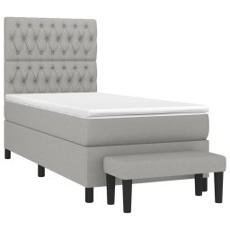 vidaXL Boxspring met matras stof lichtgrijs 90x190 cm