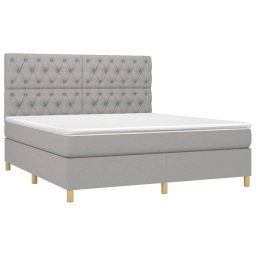 vidaXL Boxspring met matras stof lichtgrijs 160x200 cm