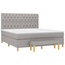 vidaXL Boxspring met matras stof lichtgrijs 160x200 cm