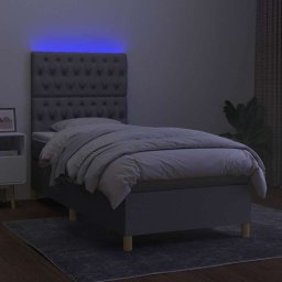 vidaXL Boxspring met matras en LED stof lichtgrijs 90x190 cm