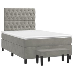 vidaXL Boxspring met matras fluweel lichtgrijs 120x200 cm