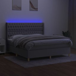 vidaXL Boxspring met matras en LED stof lichtgrijs 160x200 cm