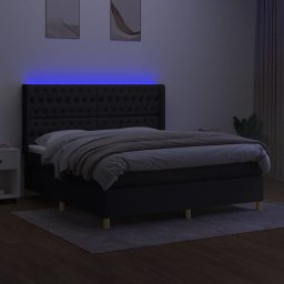 vidaXL Boxspring met matras en LED stof zwart 160x200 cm