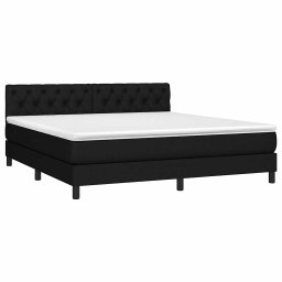 vidaXL Boxspring met matras en LED stof zwart 160x200 cm