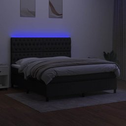 vidaXL Boxspring met matras en LED stof zwart 160x200 cm