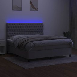 vidaXL Boxspring met matras en LED stof lichtgrijs 180x200 cm