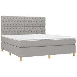 vidaXL Boxspring met matras stof lichtgrijs 180x200 cm