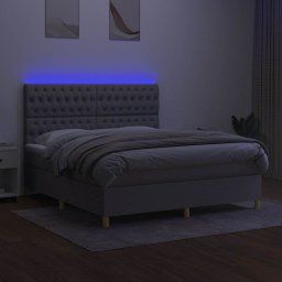 vidaXL Boxspring met matras en LED stof lichtgrijs 180x200 cm