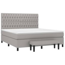 vidaXL Boxspring met matras stof lichtgrijs 180x200 cm