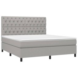 vidaXL Boxspring met matras stof lichtgrijs 160x200 cm