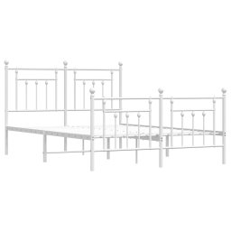 vidaXL Bedframe met hoofd- en voeteneinde metaal wit 140x200 cm
