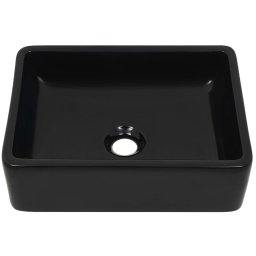 vidaXL Wastafel vierkant 41x30x12 cm keramiek zwart