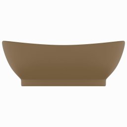 vidaXL Wastafel met overloop ovaal 58,5x39 cm keramiek matcrème
